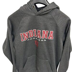 Indiana Hoosiers Pullover Hooded Sweatshirt Size Large Embroidered Charcoal